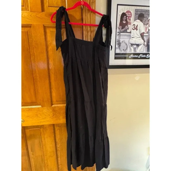 Show Me Your Mumu Black Tiered Maxi Dress Tie Shoulder Smocked Bodice Medium - Picture 6 of 10
